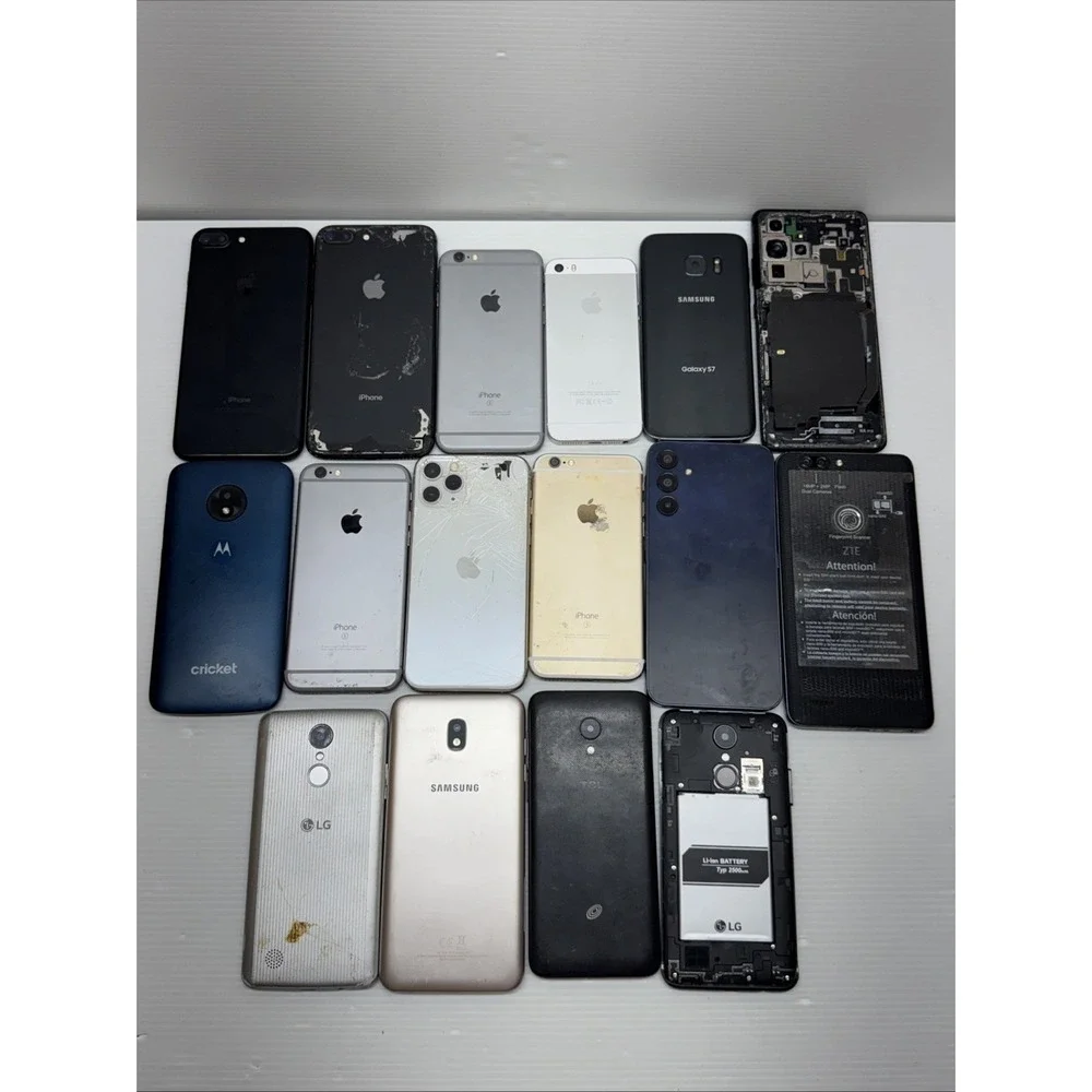 Large Lot 16 Smartphones Apple Samsung Phones LG AS IS For Parts Repair or Gold